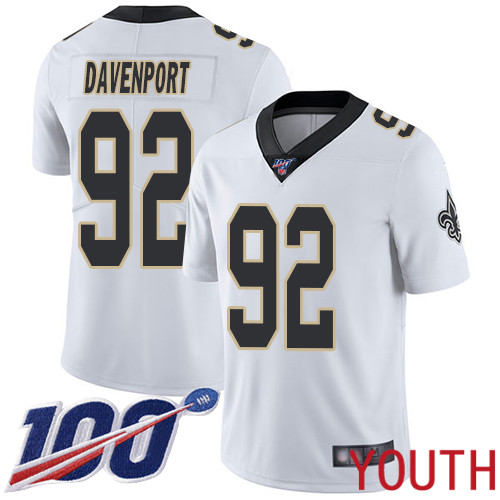 New Orleans Saints Limited White Youth Marcus Davenport Road Jersey NFL Football 92 100th Season Vapor Untouchable Jersey
